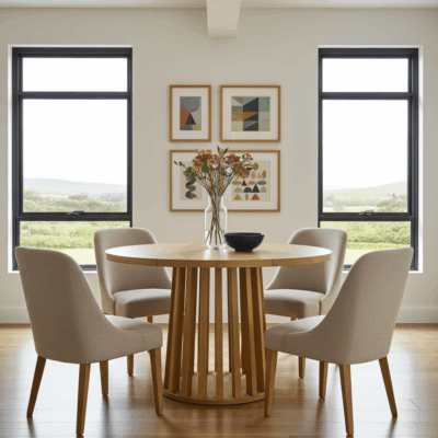 Tovo Extendable Round Dining Table Laminated  100-180cm