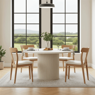 ELEMENTS Extendable Table – Cashmere, Steel Frame, Laminated 140cm