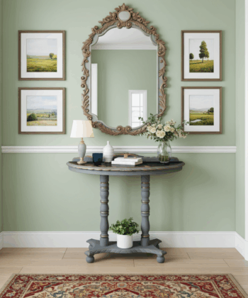 Regency Lacquered Canvas-Top Console Table