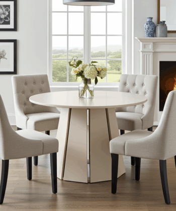 Sterling Extendable Round Dining Table – Cashmere 100 to 140-180cm