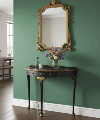 Aurora Luxe Lacquered Demilune Console Table