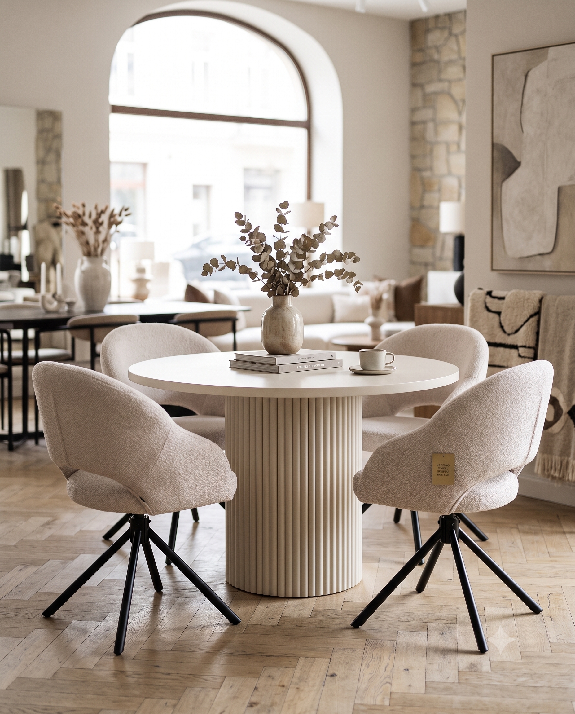 ELEMENTS Extendable Table – Cashmere, Steel Frame, Laminated 140cm