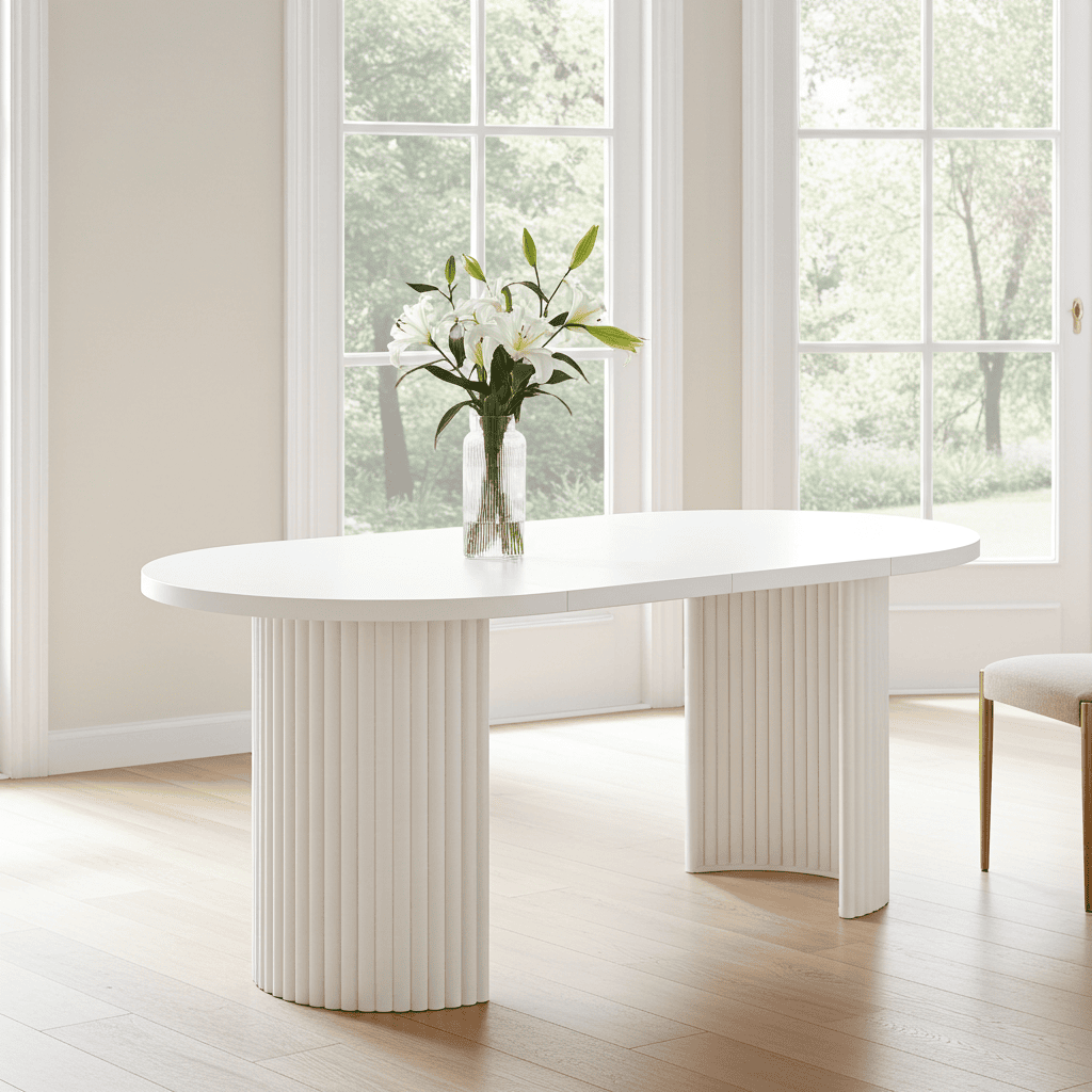 ELEMENTS Extendable Table – Cashmere, Steel Frame, Laminated 140cm