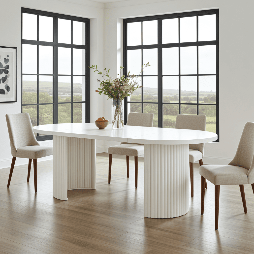 ELEMENTS Extendable Table – Cashmere, Steel Frame, Laminated 140cm