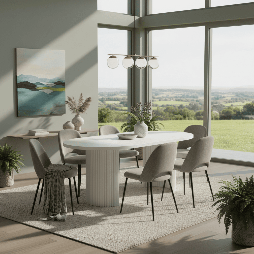 ELEMENTS Extendable Table – Cashmere, Steel Frame, Laminated 140cm