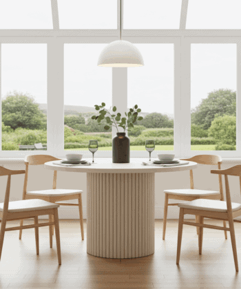 ELEMENTS Extendable Table – Cashmere, Steel Frame, Laminated 140cm