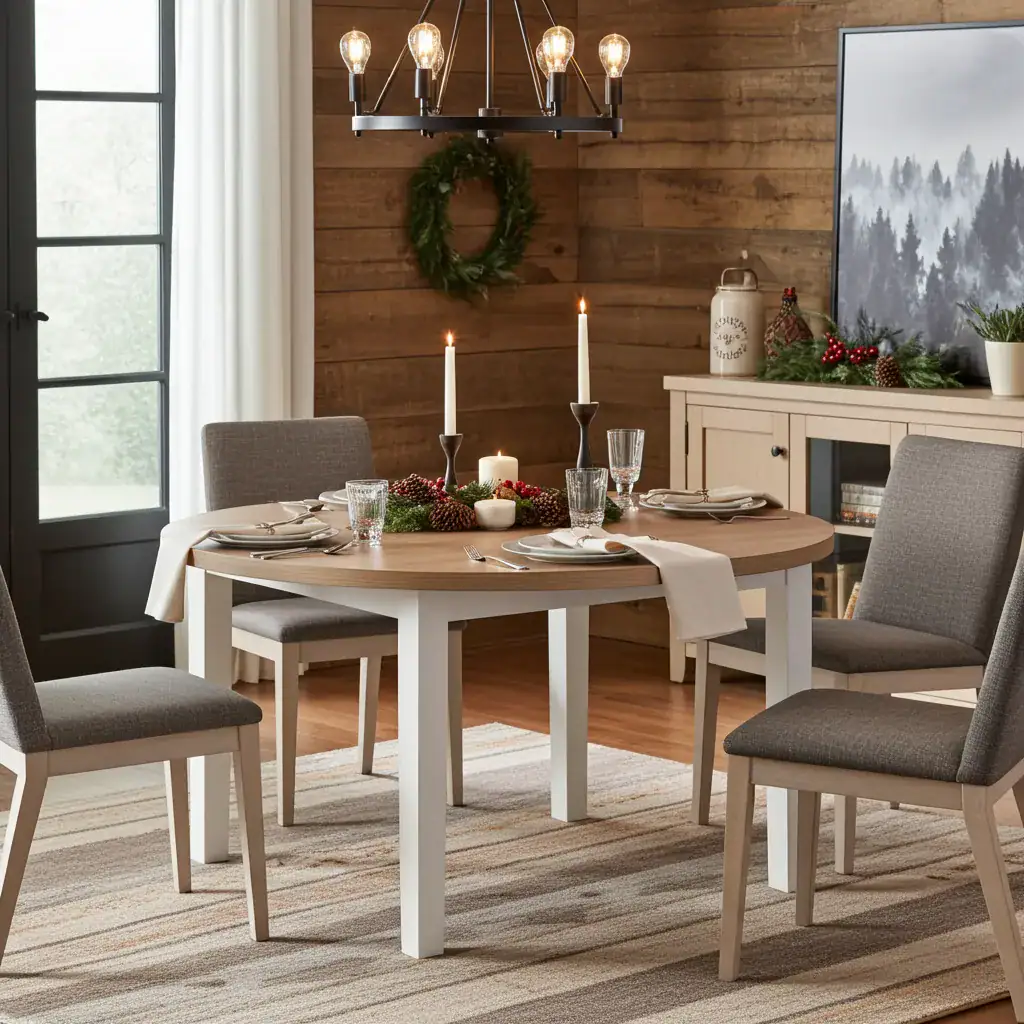 Modern light oak extendable table with hidden extension mechanism