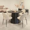 Sterling Extendable Round Dining Table – Black, Solid Wood, 100–140 cm, Custom Finish