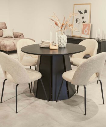 Sterling Extendable Round Dining Table – Black, Solid Wood, 100–140 cm, Custom Finish