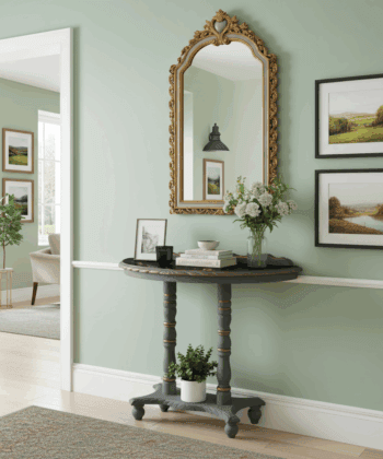 Regency Lacquered Canvas-Top Console Table