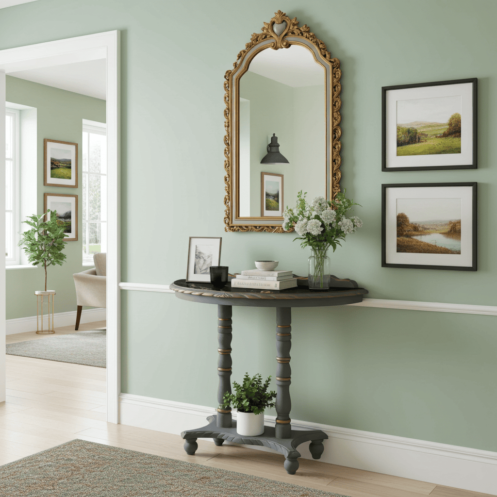 Regency Lacquered Canvas-Top Console Table
