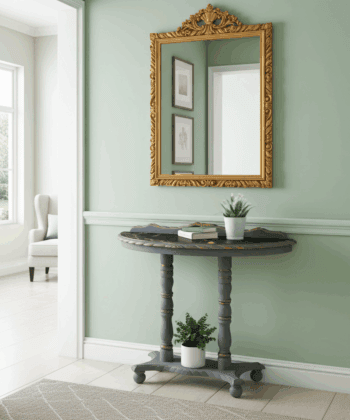 Regency Lacquered Canvas-Top Console Table
