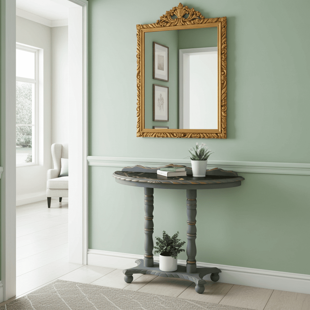 Regency Lacquered Canvas-Top Console Table