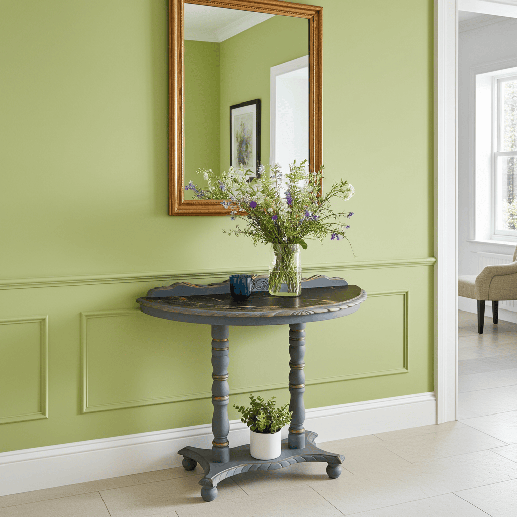 Regency Lacquered Canvas-Top Console Table