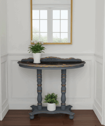 Regency Lacquered Canvas-Top Console Table