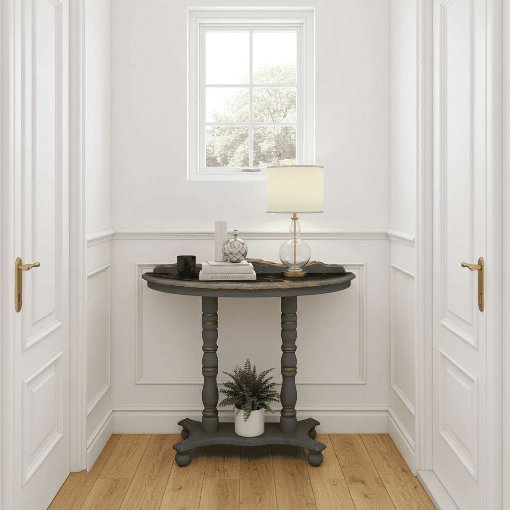 Regency Lacquered Canvas-Top Console Table