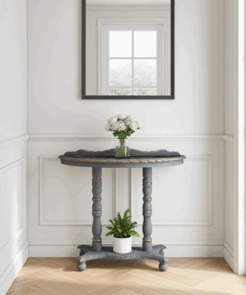Regency Lacquered Canvas-Top Console Table