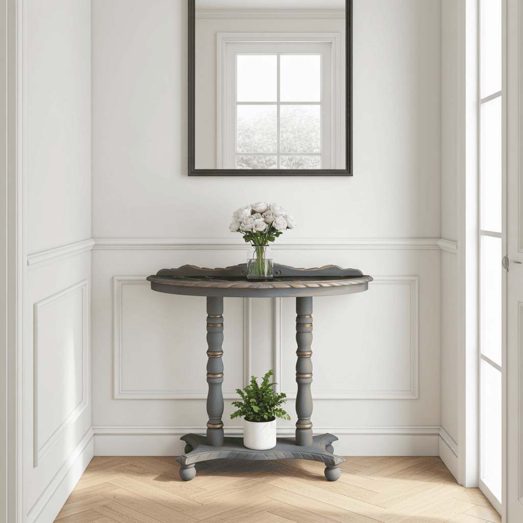 Regency Lacquered Canvas-Top Console Table