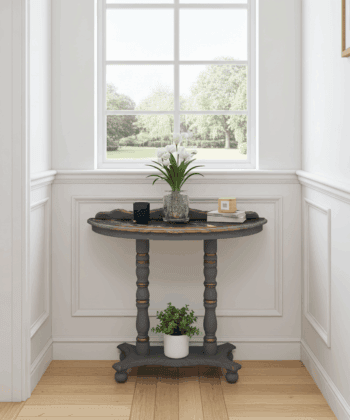 Regency Lacquered Canvas-Top Console Table