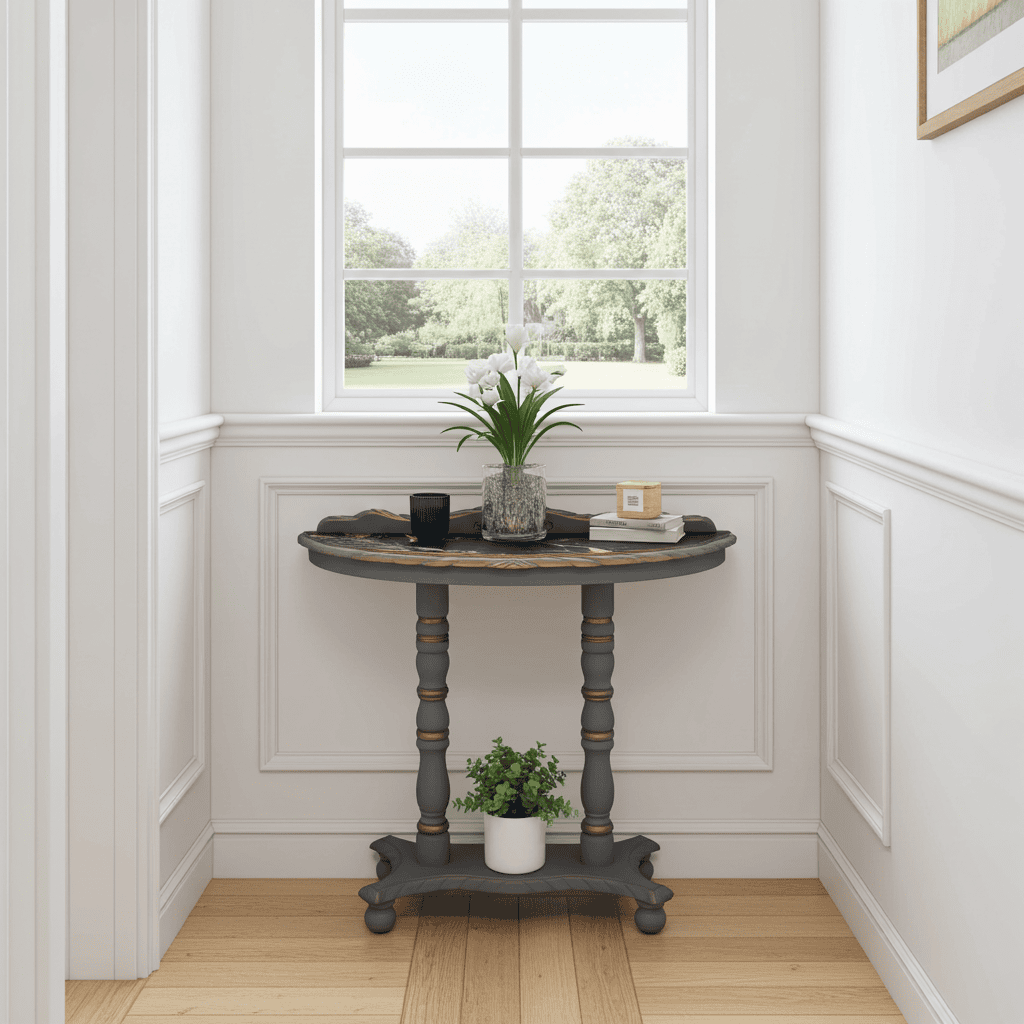 Regency Lacquered Canvas-Top Console Table