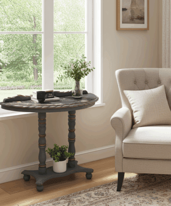 Regency Lacquered Canvas-Top Console Table