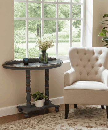Regency Lacquered Canvas-Top Console Table
