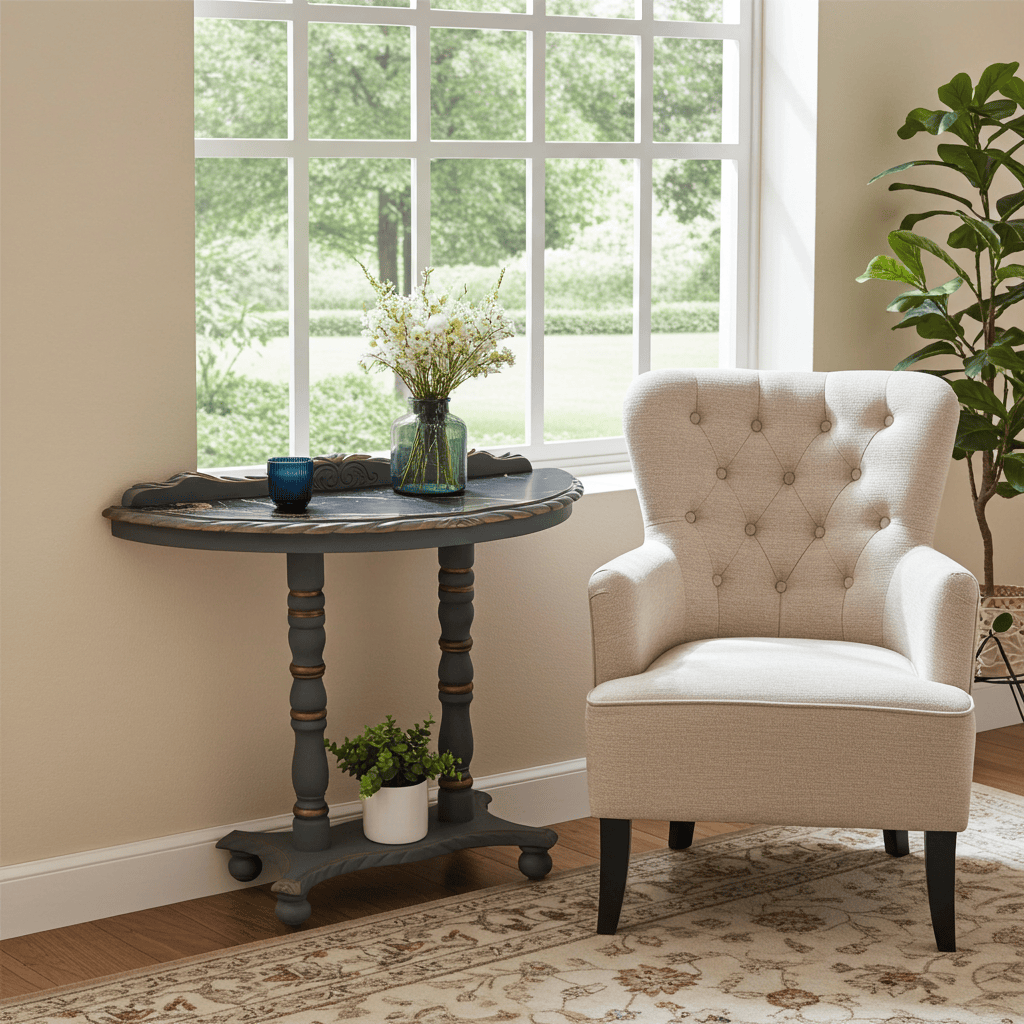 Regency Lacquered Canvas-Top Console Table