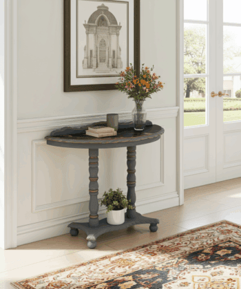 Regency Lacquered Canvas-Top Console Table