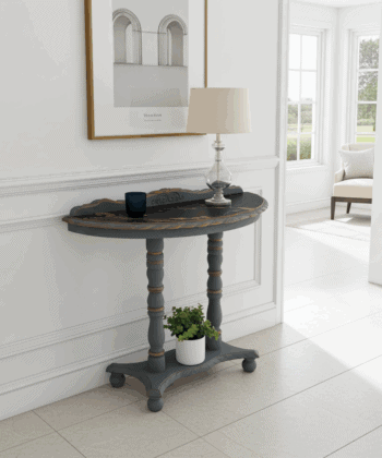 Regency Lacquered Canvas-Top Console Table