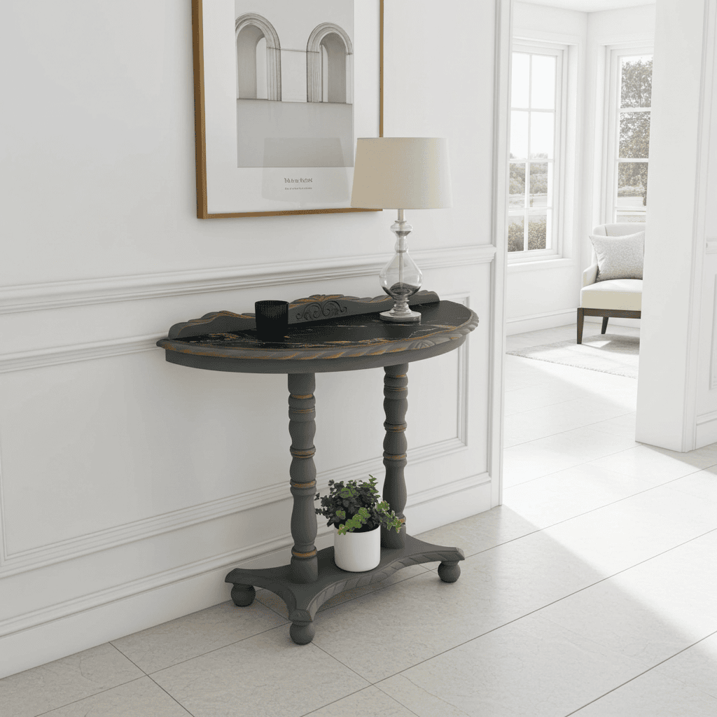 Regency Lacquered Canvas-Top Console Table