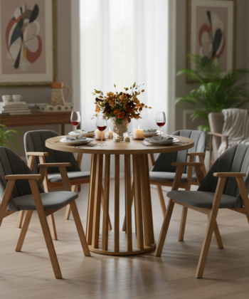 Tovo Extendable Round Dining Table Laminated  100-140cm