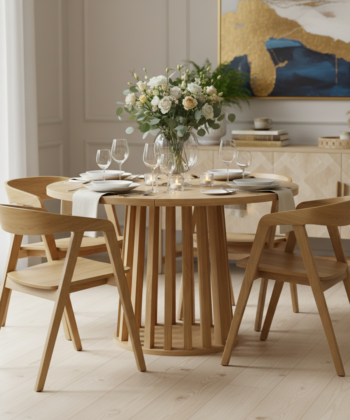 Tovo Extendable Round Dining Table Laminated  100-140cm