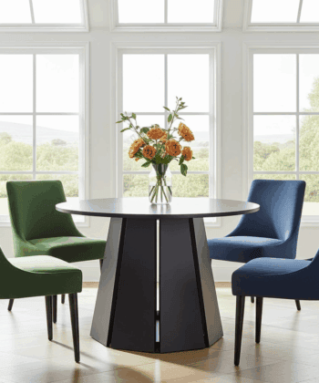 Sterling Extendable Round Dining Table – Black, Solid Wood, 100–140 cm, Custom Finish