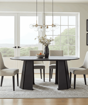 Sterling Extendable Round Dining Table – Black, Solid Wood, 100–140 cm, Custom Finish