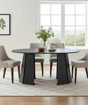 Sterling Extendable Round Dining Table – Black, Solid Wood, 100–140 cm, Custom Finish