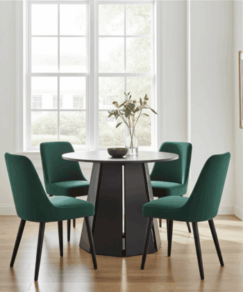 Sterling Extendable Round Dining Table – Black, Solid Wood, 100–140 cm, Custom Finish