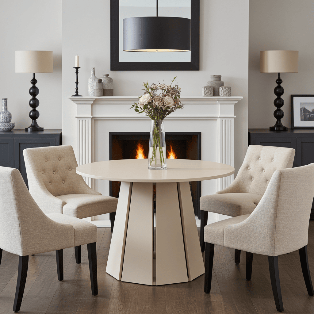 Sterling Extendable Round Dining Table – Cashmere 100 to 140cm