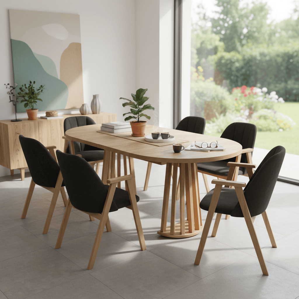 Tovo Extendable Round Dining Table (100 / 140 / 180 cm) – Custom European Quality