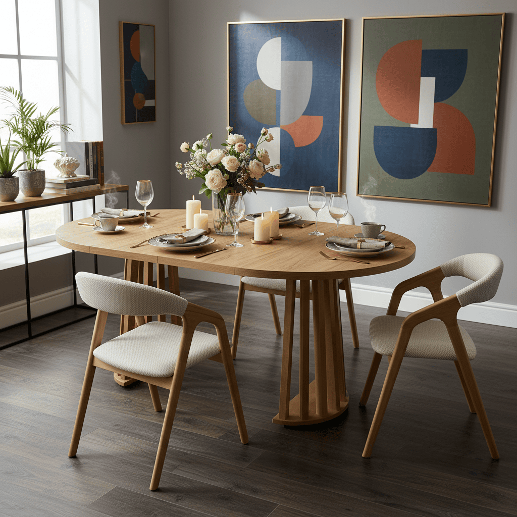 Tovo Extendable Round Dining Table (100 / 140 / 180 cm) – Custom European Quality