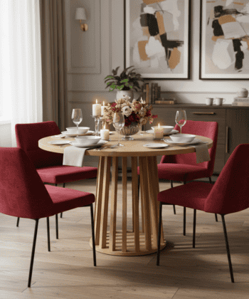Tovo Extendable Round Dining Table Laminated  100-140cm