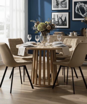 Tovo Extendable Round Dining Table Laminated  100-140cm