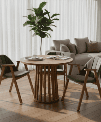 Tovo Extendable Round Dining Table Laminated  100-140cm