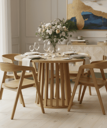 Tovo Extendable Round Dining Table Laminated  100-140cm