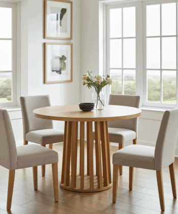 Tovo Extendable Round Dining Table Laminated  100-140cm