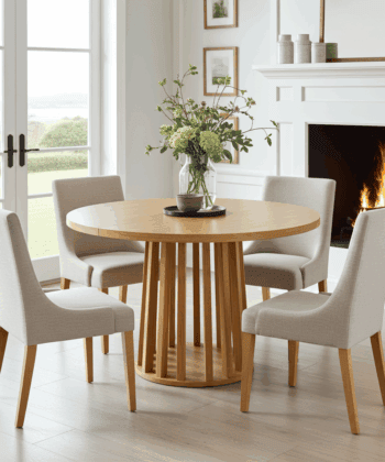 Tovo Extendable Round Dining Table Laminated  100-140cm