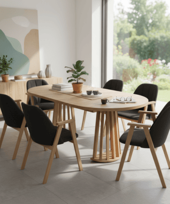 Tovo Extendable Round Dining Table Laminated  100-140cm