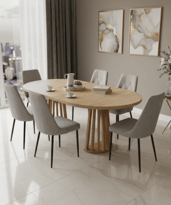 Tovo Extendable Round Dining Table Laminated  100-140cm