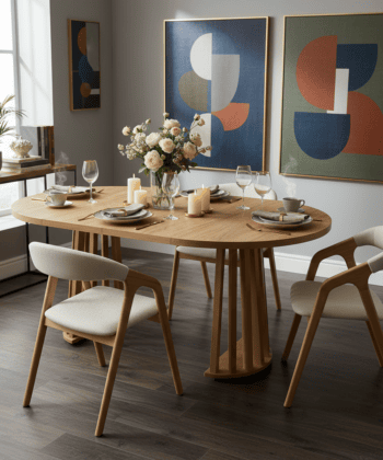 Tovo Extendable Round Dining Table Laminated  100-140cm