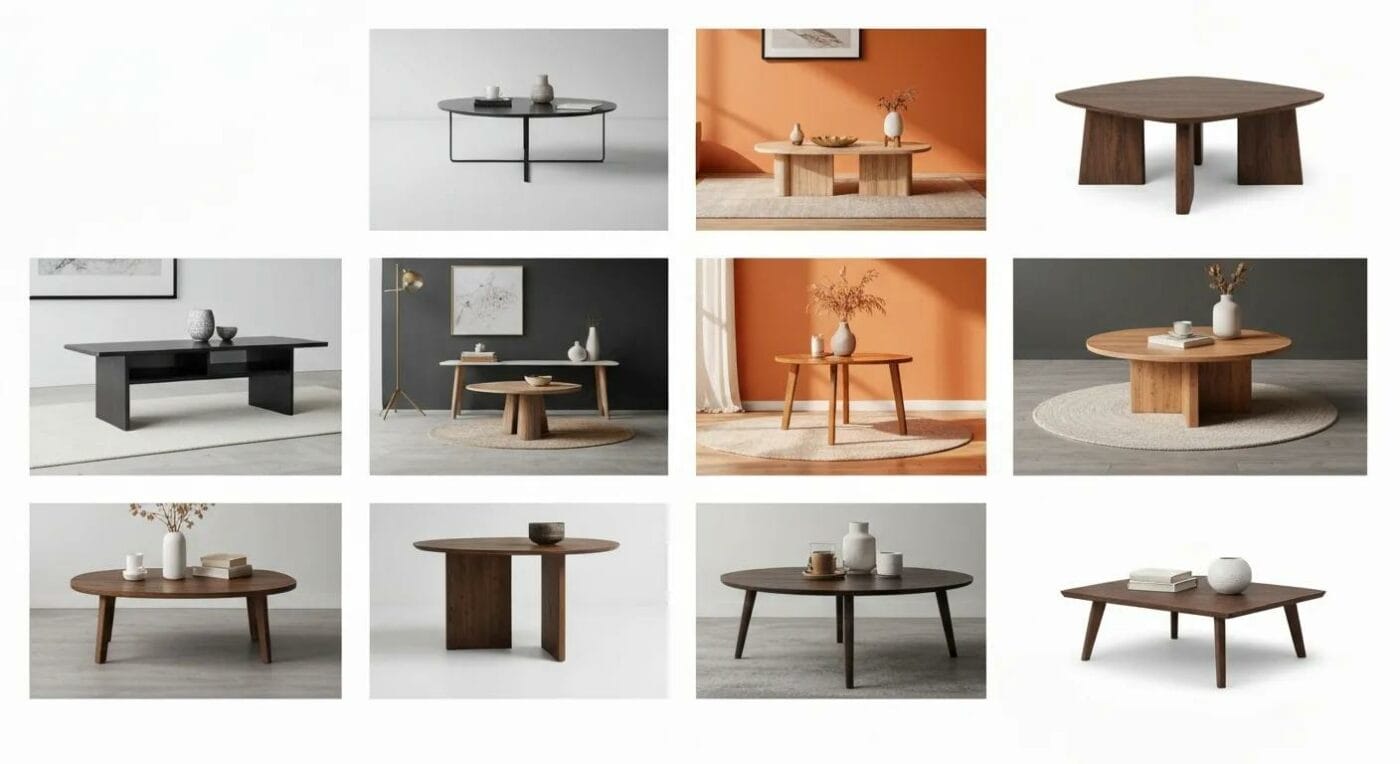 Variety of modern coffee table styles and wooden coffee table designs for interiors.