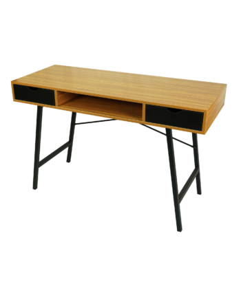 Manila Scandinavian Desk with Drawers and Bamboo Top